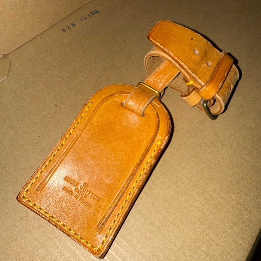 Vintage Louis Vuitton Tan Leather Bag Tag